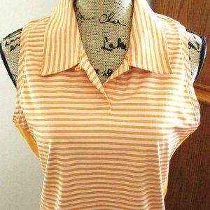 Adidas Golf ClimaCool Womens Tank Top, Orange &White Stripes Sleeveless, Size M